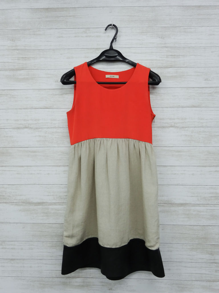 セリーヌ皮の切り替えワンピース5